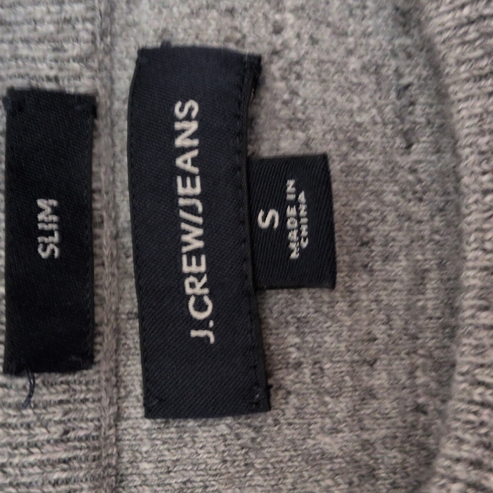 J Crew Mens Gray/White Marled Crew Neck Sweater Size S Cotton GUC - Picture 2 of 5